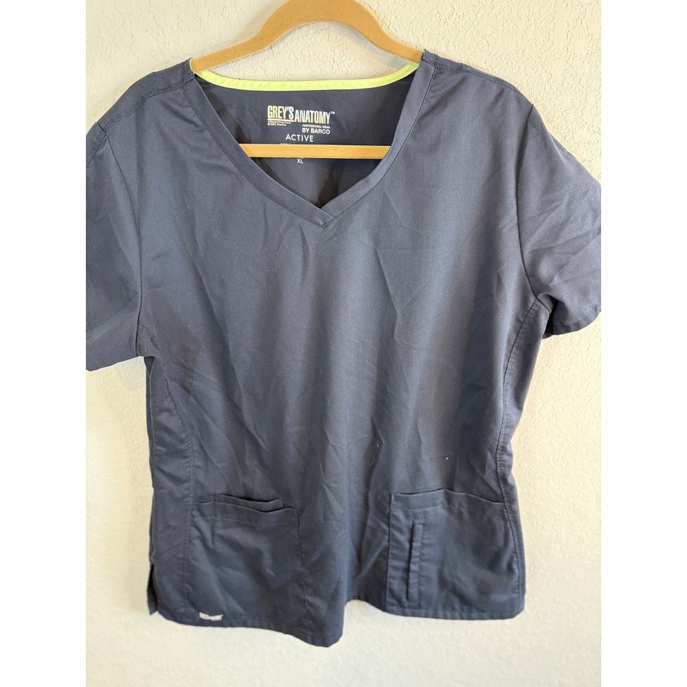 Greys Anatomy Active Womens Scrub Top V Neck‎ Short Sleeve Dark Gray XL